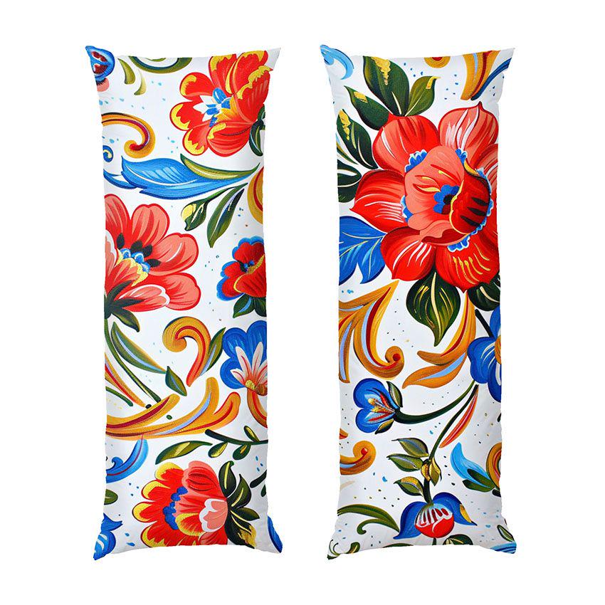 Подушка дакимакура Bright painting Red flowers габардин 140х45 см (114236-2)