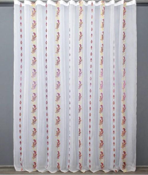 Тюль креп/шифон с узором Белый/Сливовый (1373т)