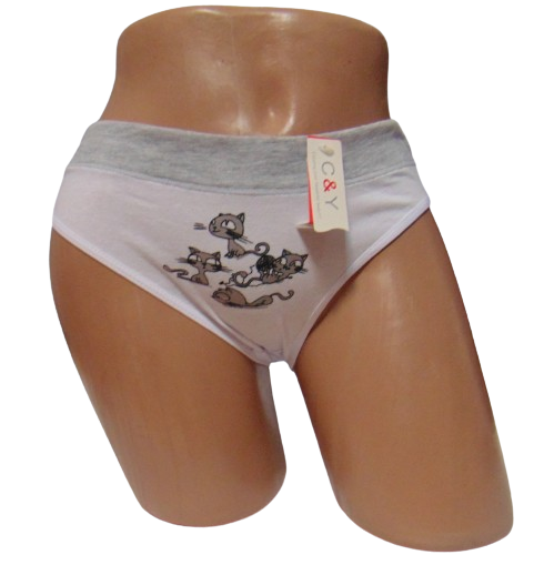 Трусы CY 3204 с кошками S/M Белый