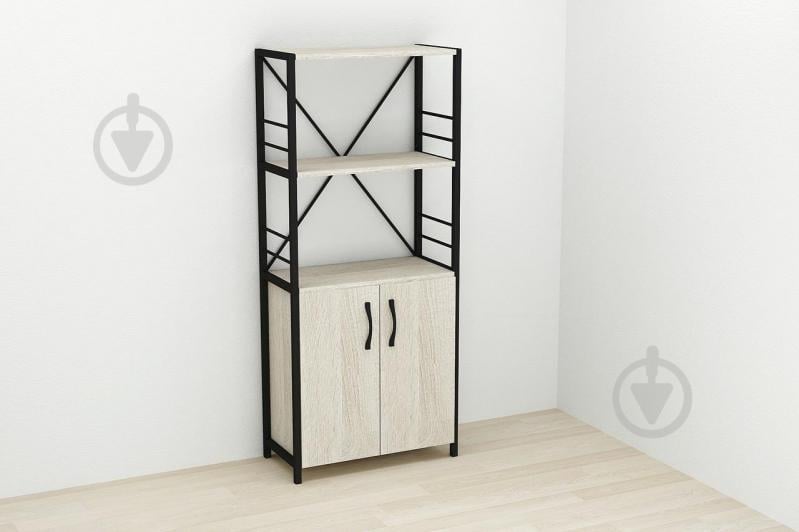 Этажерка 3/60 Ferrum-decor Серии Конект с тумбой  144x60x28 Черный ДСП Сонома (FD1024)