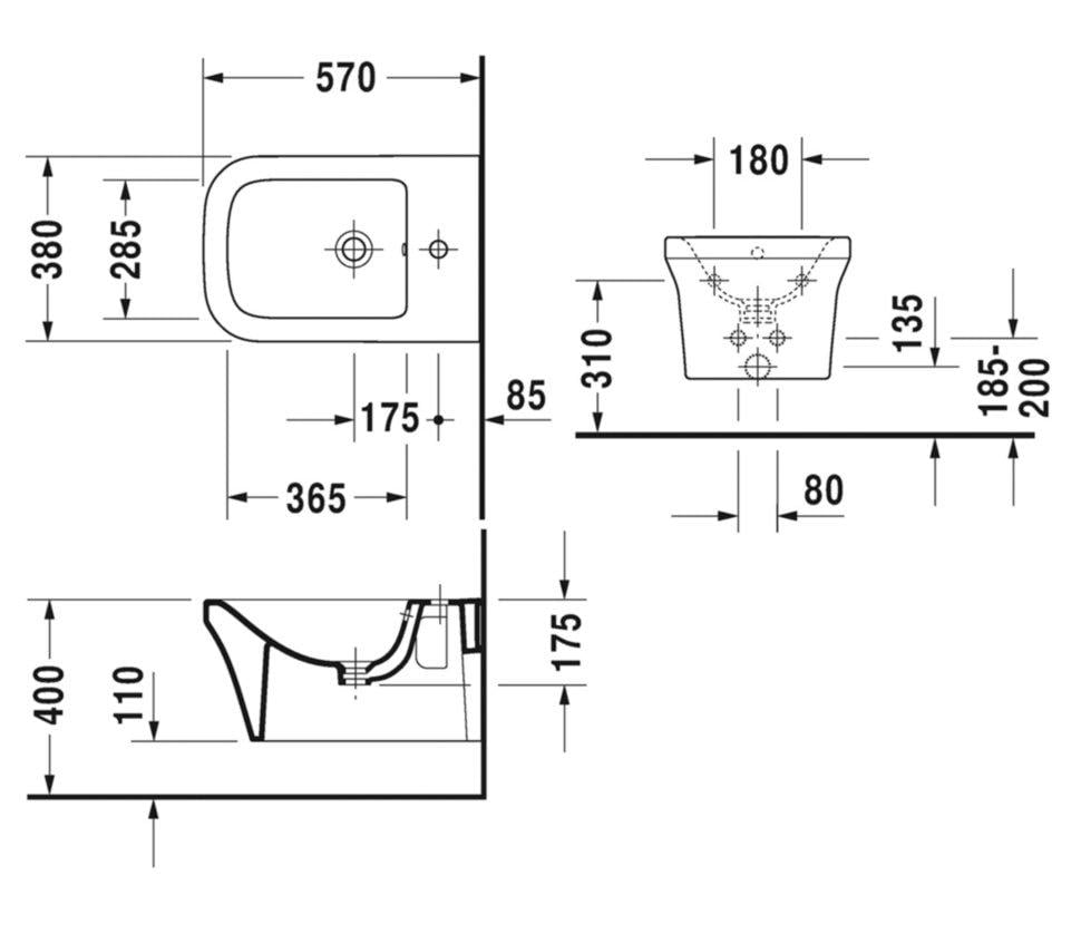 Биде подвесное DURAVIT P3 Comforts 2268150000 (142769) - фото 2