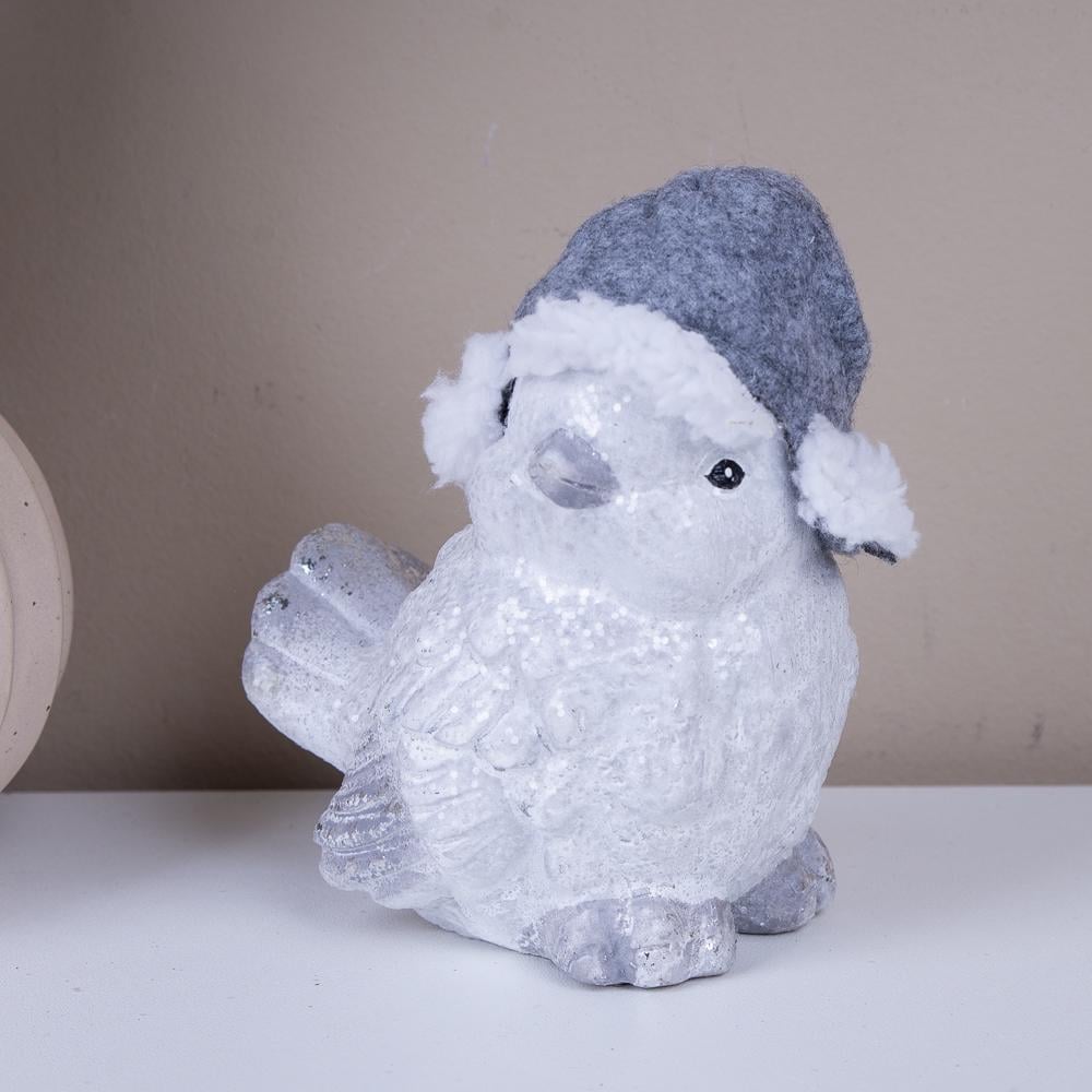 Статуетка новорічна Горобець у шапці 12 см (6023)