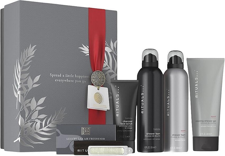 Набір The Ritual of Homme Gift Set L (Пінка для душу Homme 200мл+пінка Sport 200мл, охолоджуючий гель 200мл, скраб для обличчя 70мл,автопарфуми)