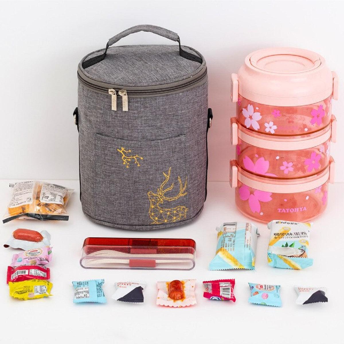 Термосумка Олень круглая с наплечным ремнем Серый - фото 2 Термосумка Олень круглая с наплечным ремнем Серый - фото 2