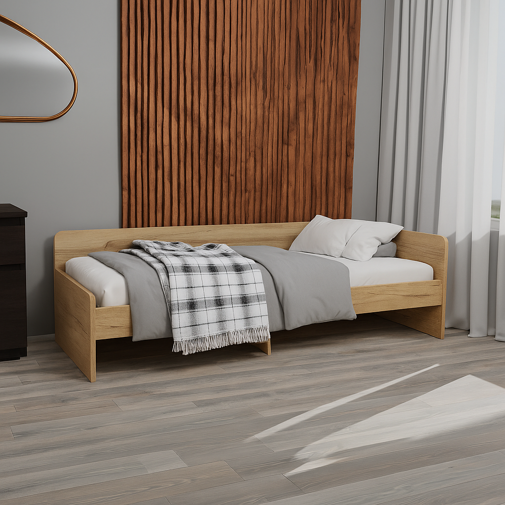 Кровать односпальная Эверест 800 сплошной щит Дуб крафт золотой (е-20737.05) - фото 2 Кровать односпальная Эверест 800 сплошной щит Дуб крафт золотой (е-20737.05) - фото 2