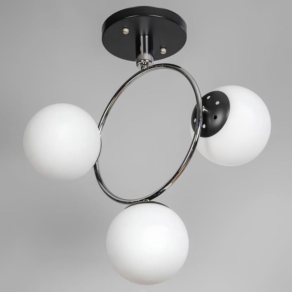 Люстра потолочная Light House SH-20426/3 BK/CR 330х260х460 E27 белые плафоны Черный/Хром