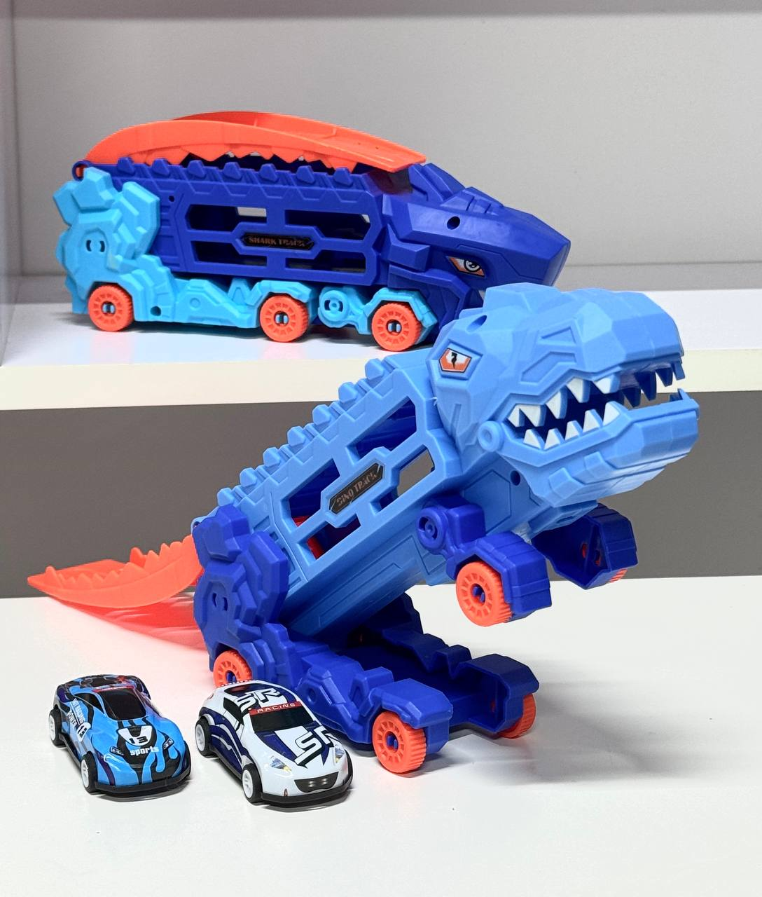 Трейлер-трансформер з механічним запуском машинок Dino Y2155A та 2 інерційні машинки (2761159533) - фото 8