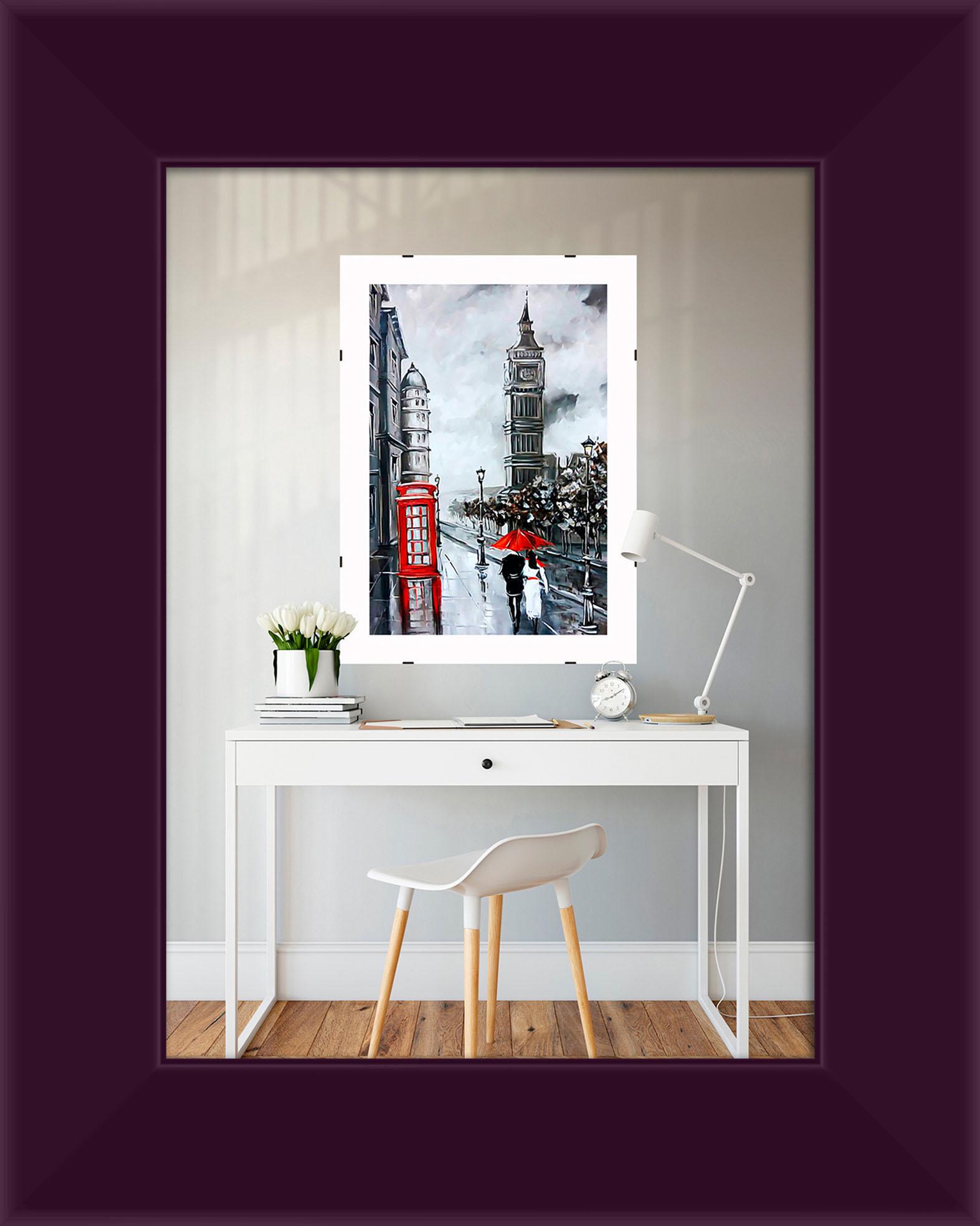 Фоторамка деревянная EmojiFrame 13х18 см AH3322-02 антибликовое стекло 2 мм с ножкой Фиолетовый