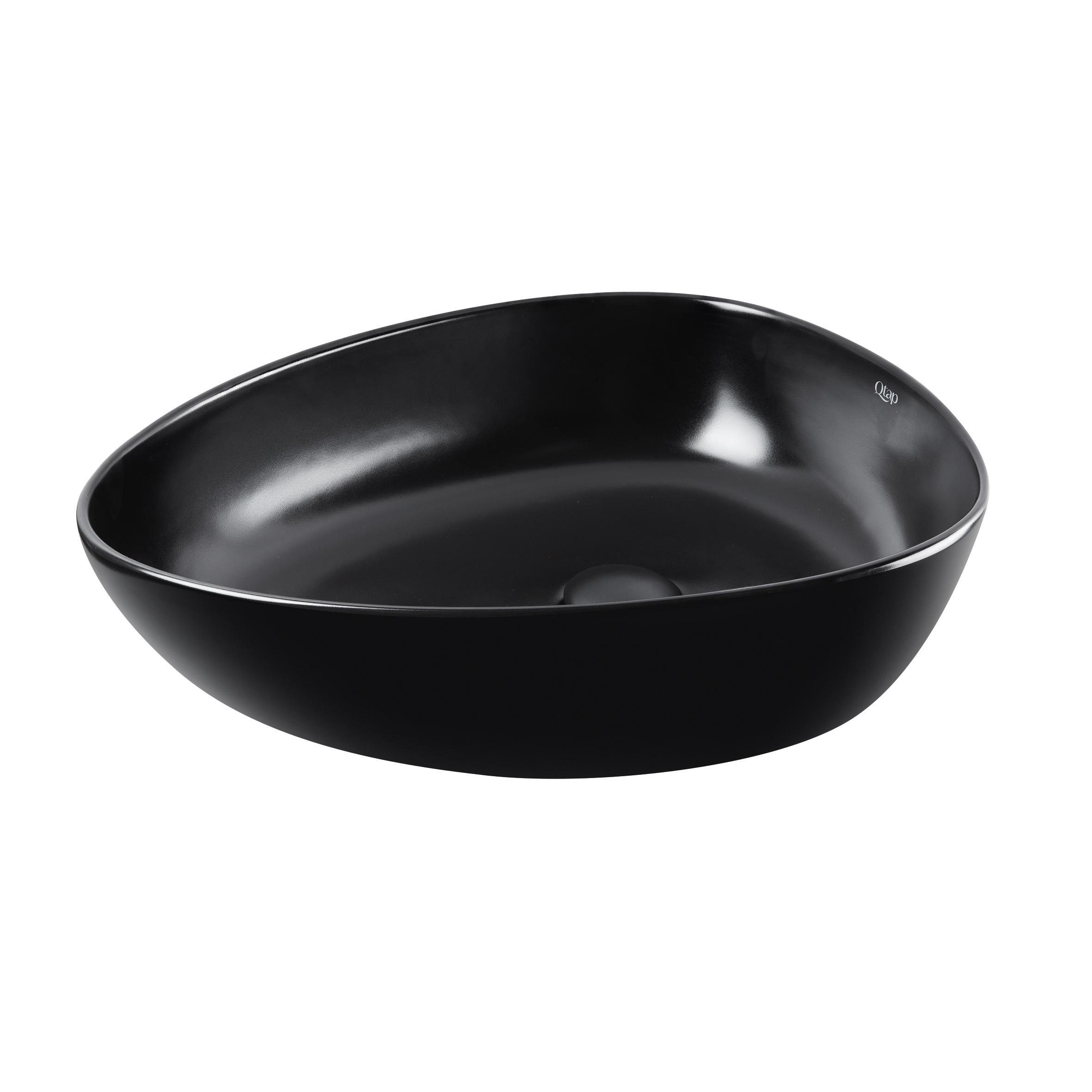 Раковина-чаша Q-tap ​​Leo 400x350x160 мм з донним клапаном Black Matte (QT1111A053MB)