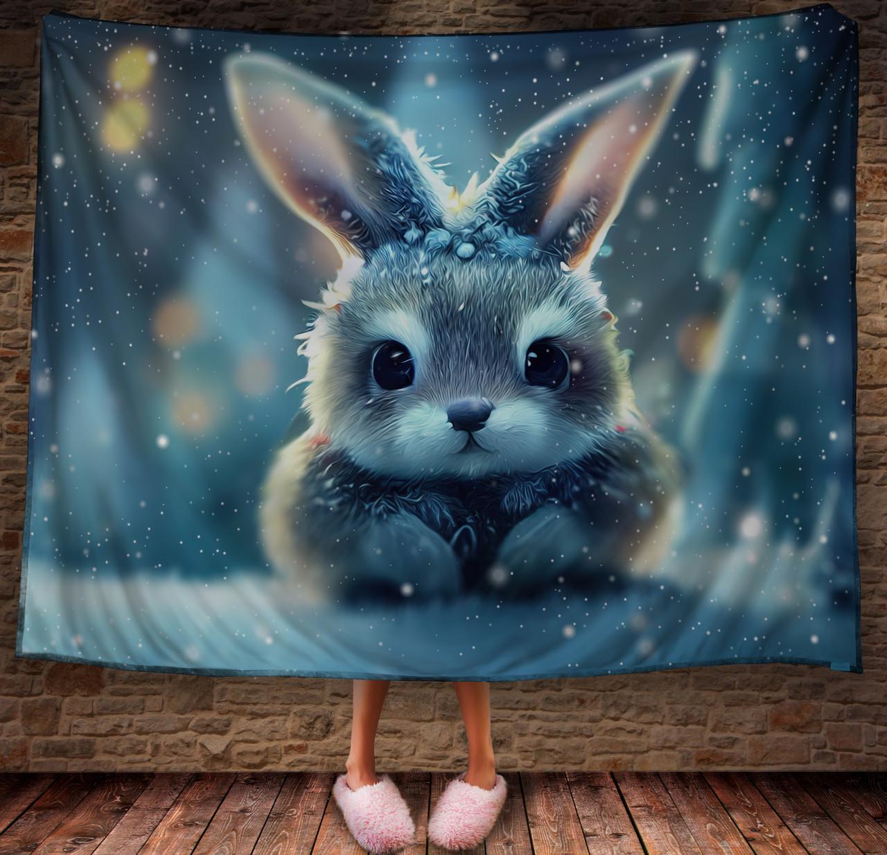 Плед с 3D принтом 30 Кролик в зимнем сказочном лесу 150х200 см (epi_1842)