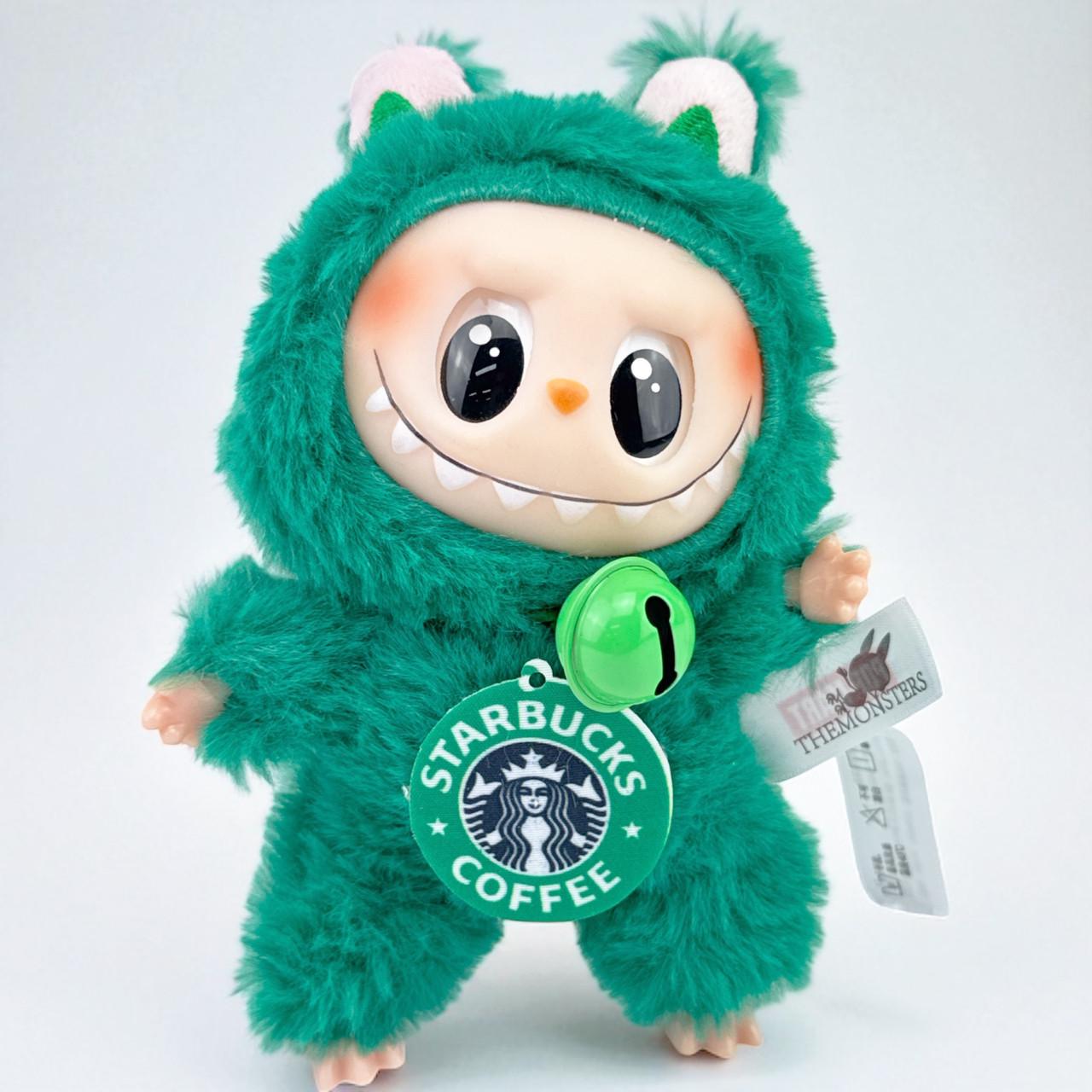 М'яка іграшка-брелок Лабубу Starbucks Coffee з дзвіночком 18 см Зелений (27877819)