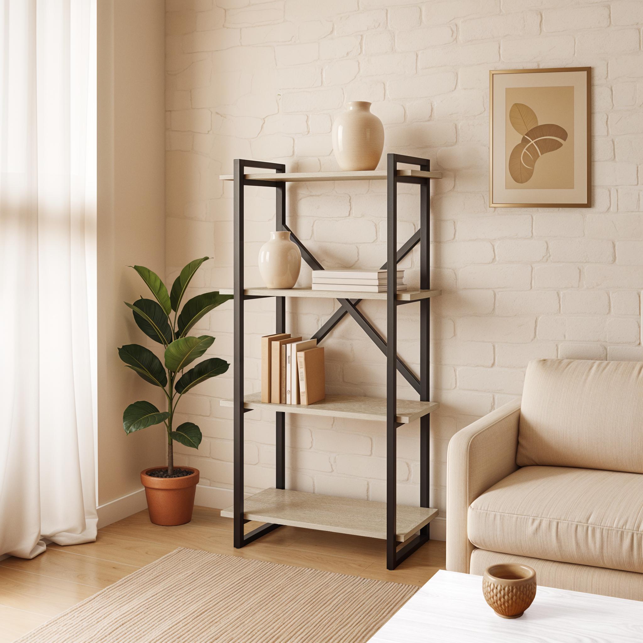 Стеллаж в стиле лофт на 4 полки Ant-2 700х300х1400 мм Дуб Сонома - фото 1