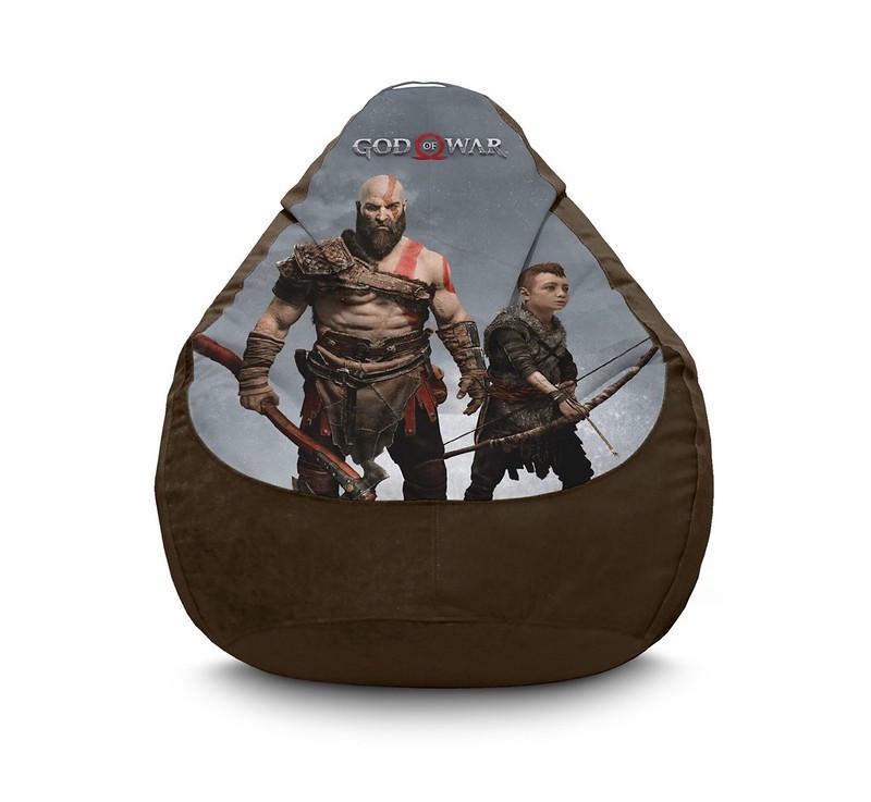 Крісло мішок iPuff God of War Kratos and son Флок XXXL 100х135 см Коричневий