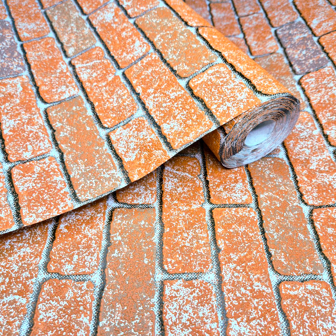 Обои виниловые Славянские обои под кирпич 10x1,06 м Терракотовый (2086-12)