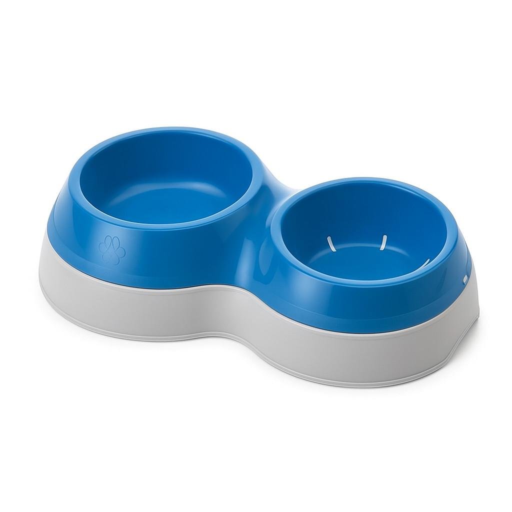 Миска для корма Large с двойным дном для воды 44x27x12 см Синий (4034)