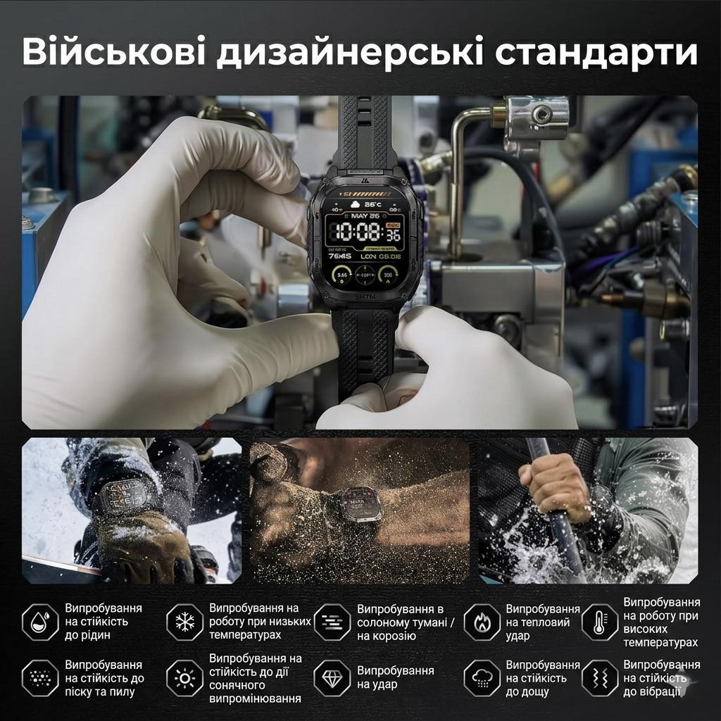 Смарт-часы тактические Kospet Tank M4С Black — фото 7