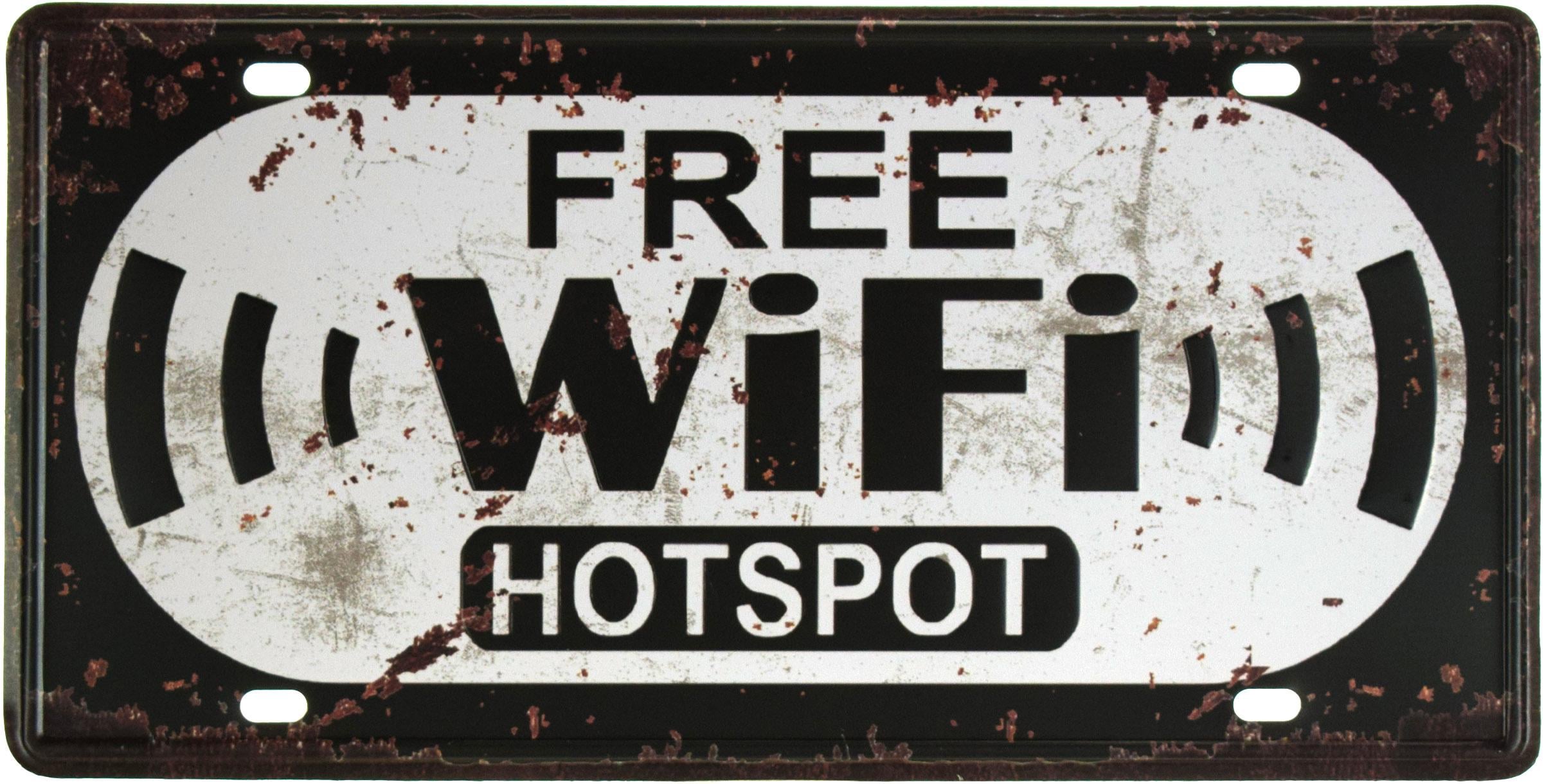 Табличка металлическая Free Wi-Fi Hot Spot 15x30 см