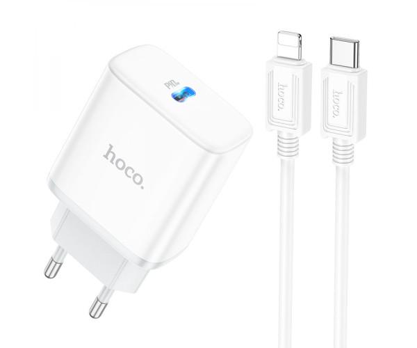 Пристрій зарядний мережевий Hoco C104A Stage single port PD20W Type-C to Lightning 3A White