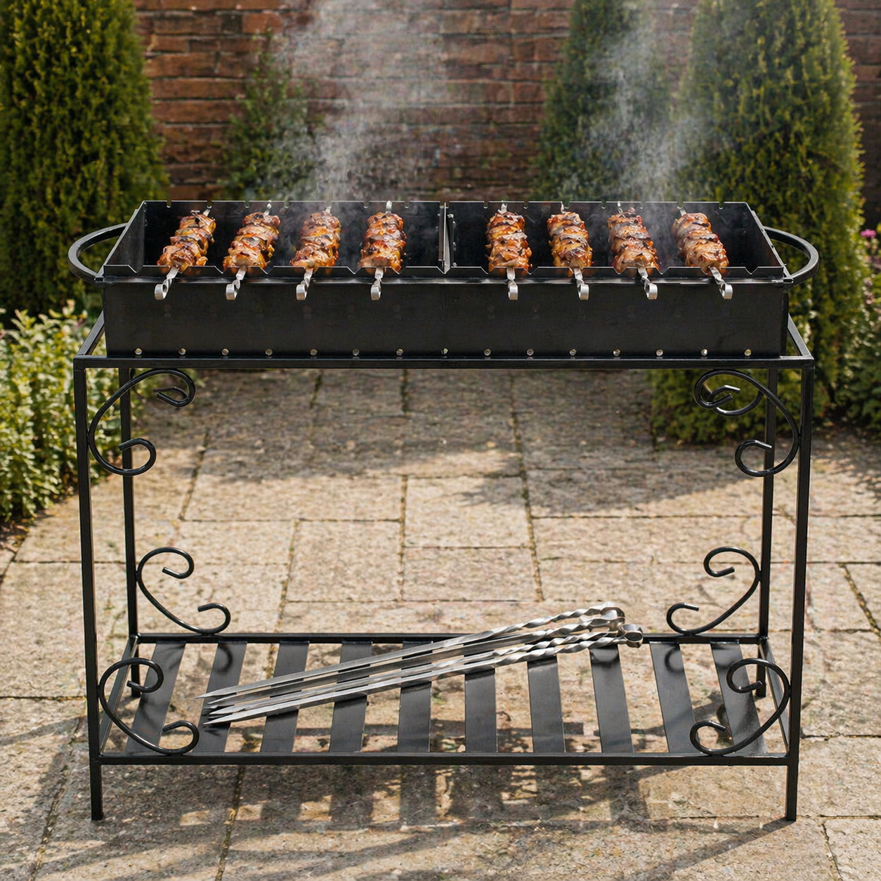 Мангал Jooki Гефест на 15 шампуров 3 мм на дровнице