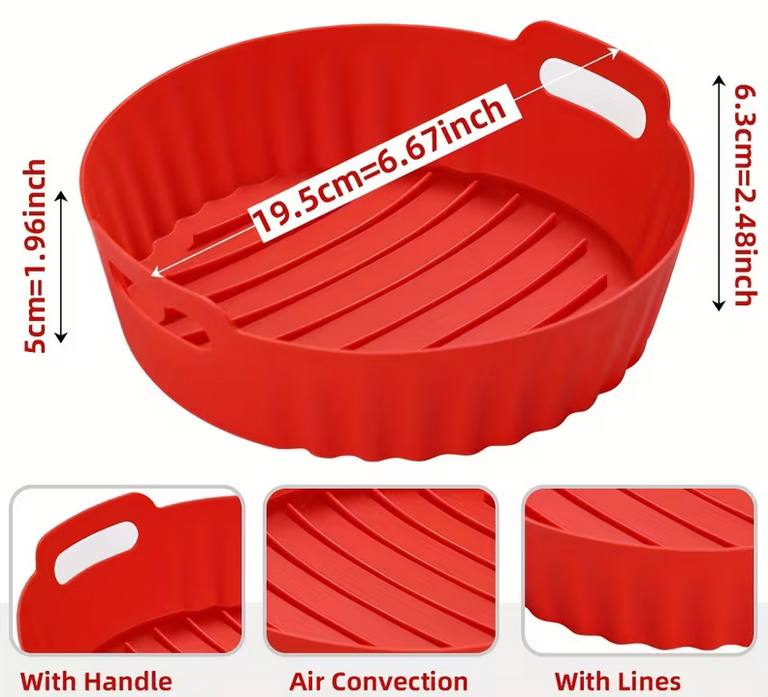 Форма силиконовая круглая для аэрогрилей и аэрофритюрниц Красный (Q-299-R) - фото 2 Форма силиконовая круглая для аэрогрилей и аэрофритюрниц Красный (Q-299-R) - фото 2