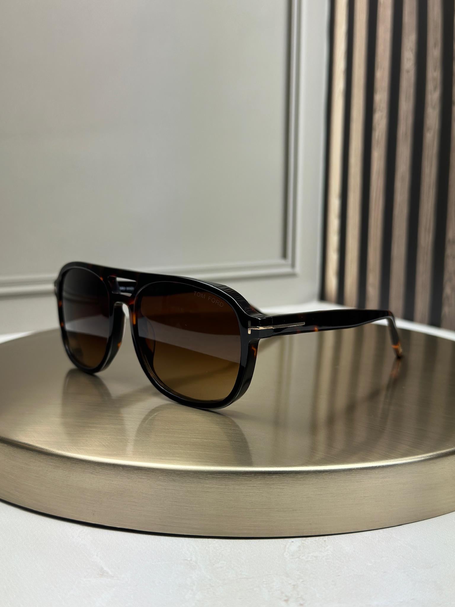 Солнцезащитные очки Tom Ford FT1022 Rosco Гавана Авиатор коричневая линза двойной мост Черепаховый