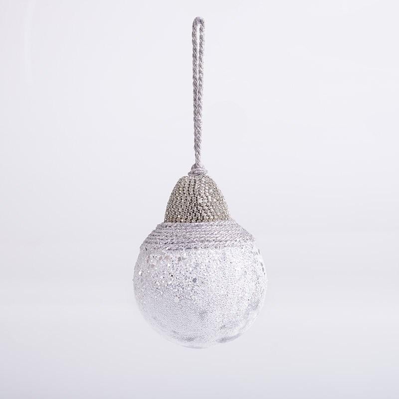 Іграшка на ялинку Флоріаль "Арктика" кулька конус на ланцюжку 10 см Сірий (1314)