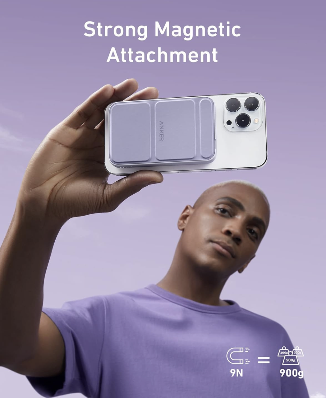 Батарея магнитная с подставкой Anker 622 Magnetic Magsafe iPhone 16/16 Pro/16 Pro Max iPhone 15/14/13/12 Series 5000 mAh Purple (2083974092) - фото 3