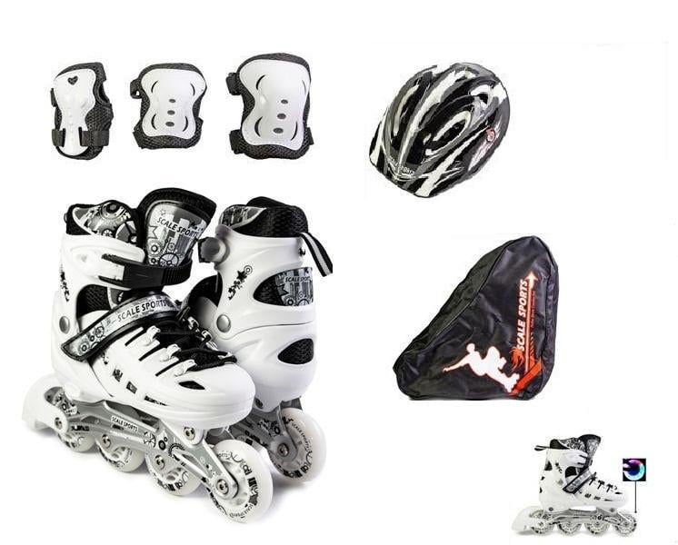 Комплект дитячих роликів Scale Sports захист + шолом + сумка р. 34-38 Білий