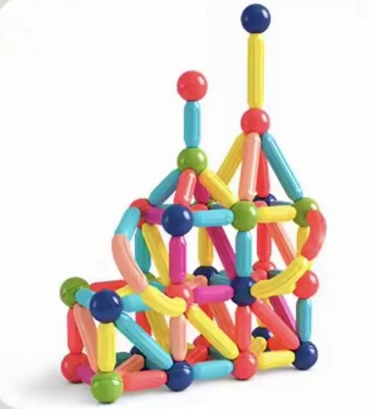 Конструктор магнитный детский палочки и шарики 84 детали (125)