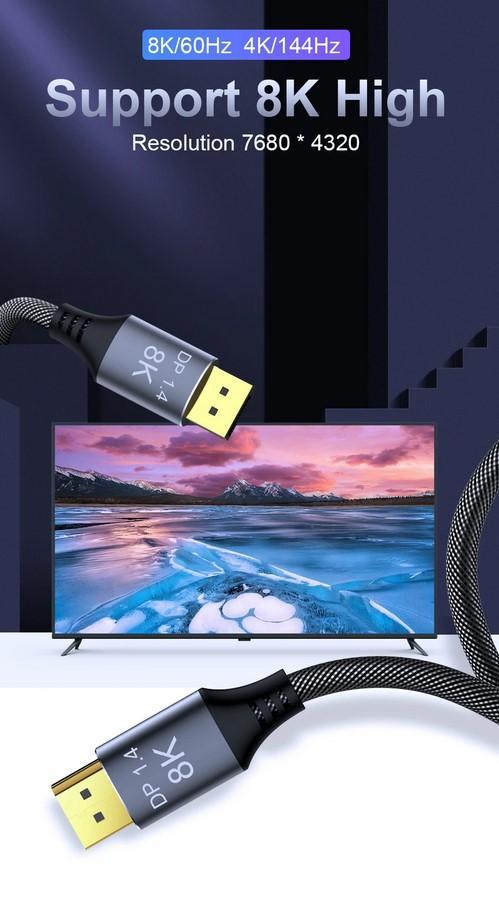 Кабель цифровий Techflex DP2DP1.4-MM-05 DisplayPort V1.4 d 6 мм 32.4 Гбіт/с 144 Гц 5 м Чорний (000048834) - фото 10 Кабель цифровий Techflex DP2DP1.4-MM-05 DisplayPort V1.4 d 6 мм 32.4 Гбіт/с 144 Гц 5 м Чорний (000048834) - фото 10