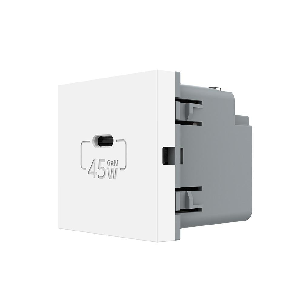 Розетка USB type C Livolo с блоком питания 45W Белый (VL-FCUC-2WP)