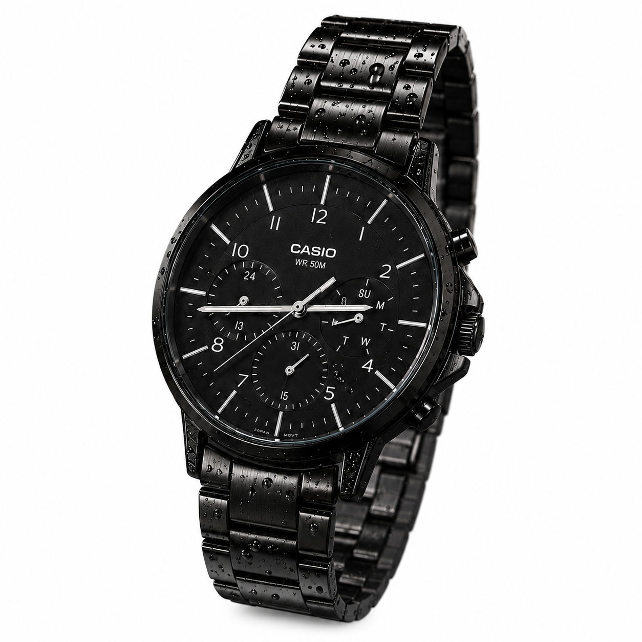 Часы мужские кварцевые Casio MTP-E321B-1A на металлическом ремешке Черный