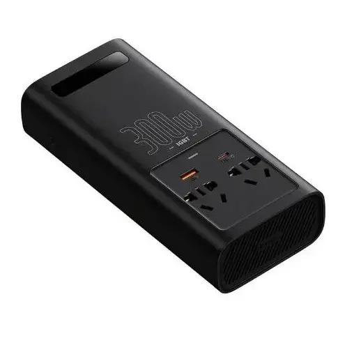 Автомобильный инвертор Baseus 300W 2 розетки 220V/клеммы/USB/Type-C чистый синус Черный (957-1) - фото 3