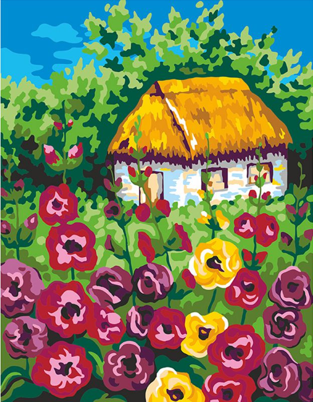 Картина по номерам Rosa Мальвы возле дома 35х45 см (N0001347)