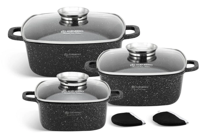 Набір каструль Edenberg 6 пр. з алюмінію з мармуровим покриттям (EB-8141) - фото 1 Набір каструль Edenberg 6 пр. з алюмінію з мармуровим покриттям (EB-8141) - фото 1