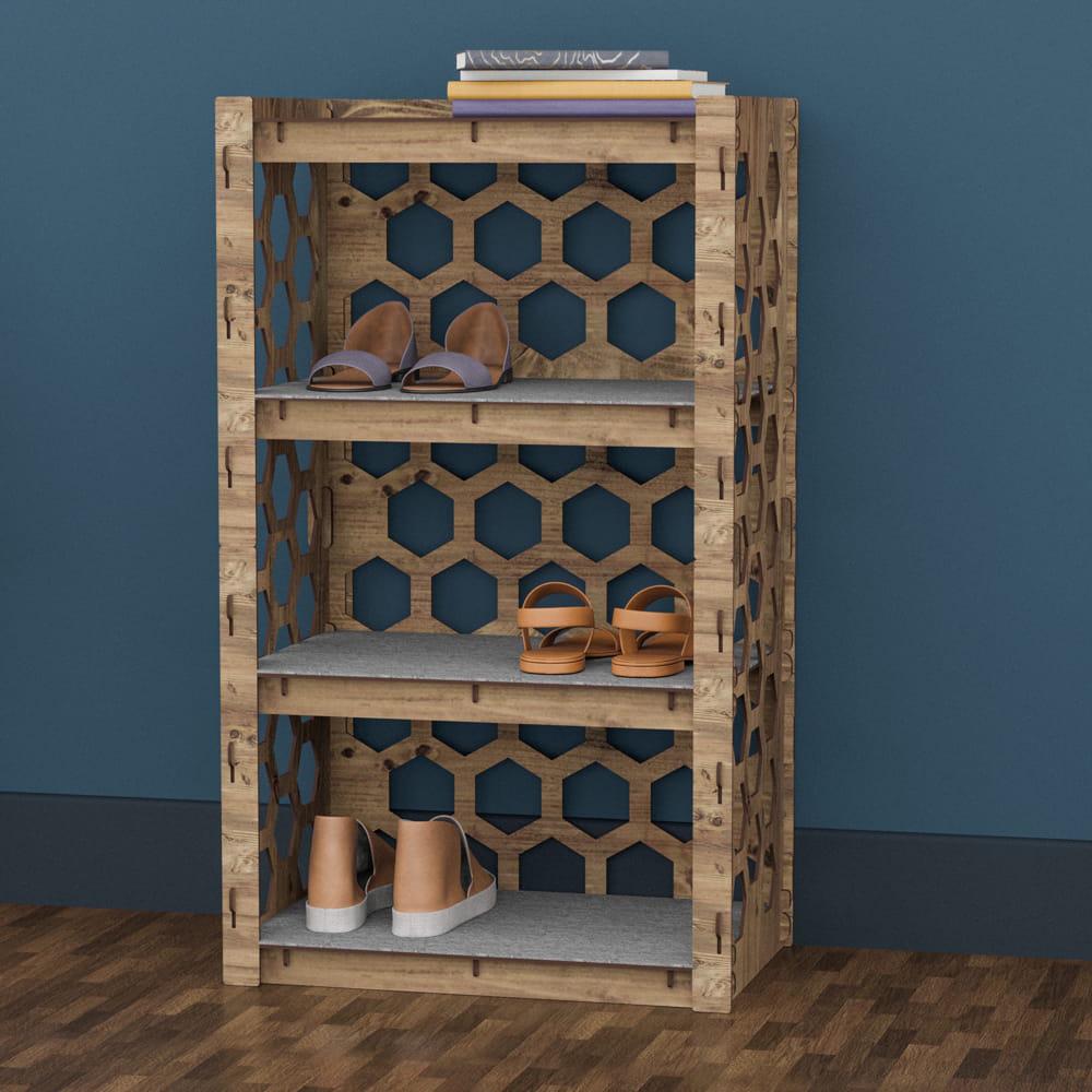 Полка для обуви деревянная Hexagonica Honeycomb на 4 полки 900х528х345 мм (111162) - фото 3