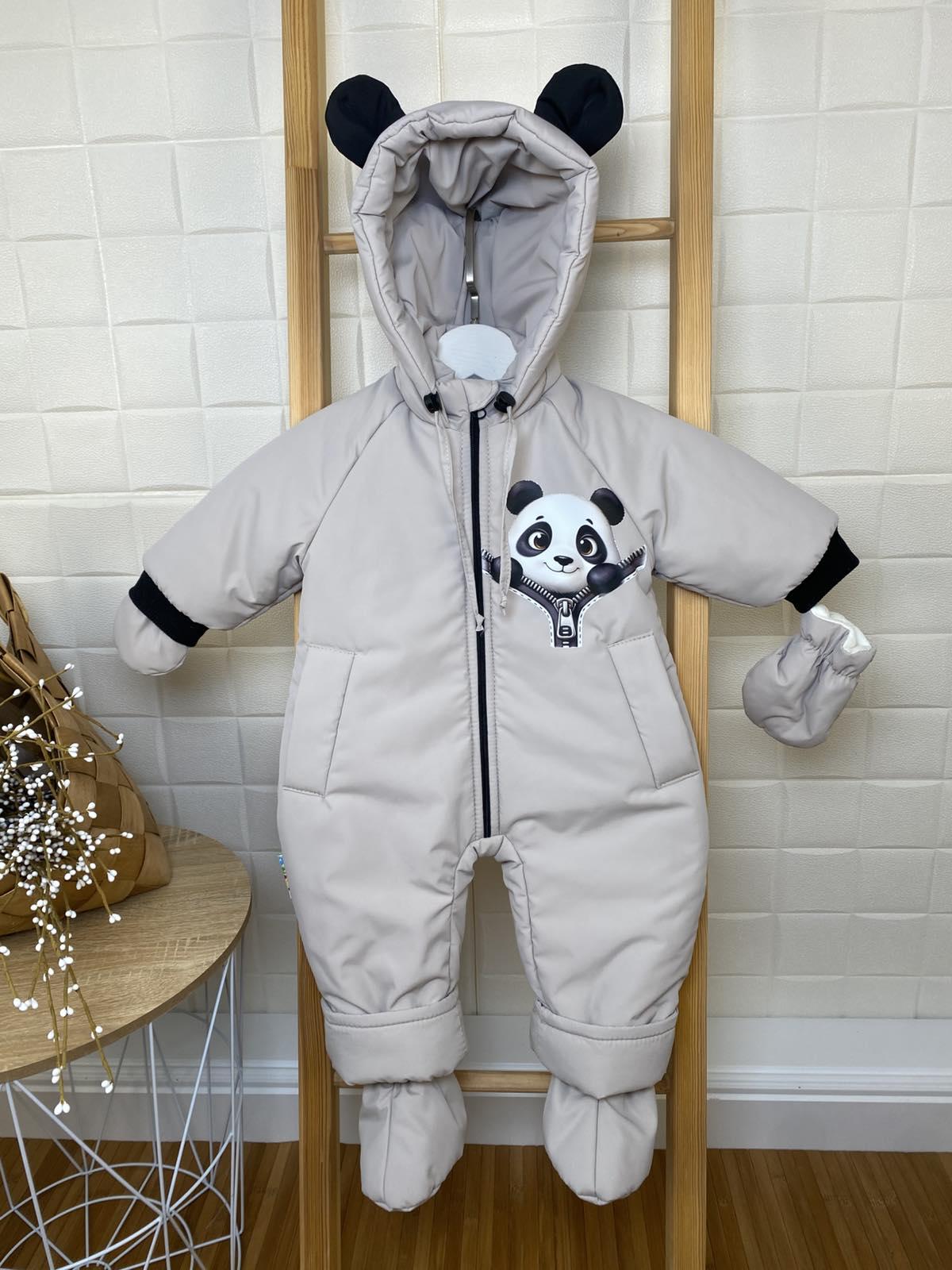 Комбинезон для новорожденных демисезонный Панда 74 см Бежевый (4286)