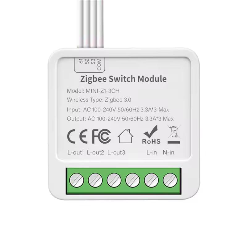 Реле Zigbee 3-канальное Tuya Smart Switch 3ch 10А
