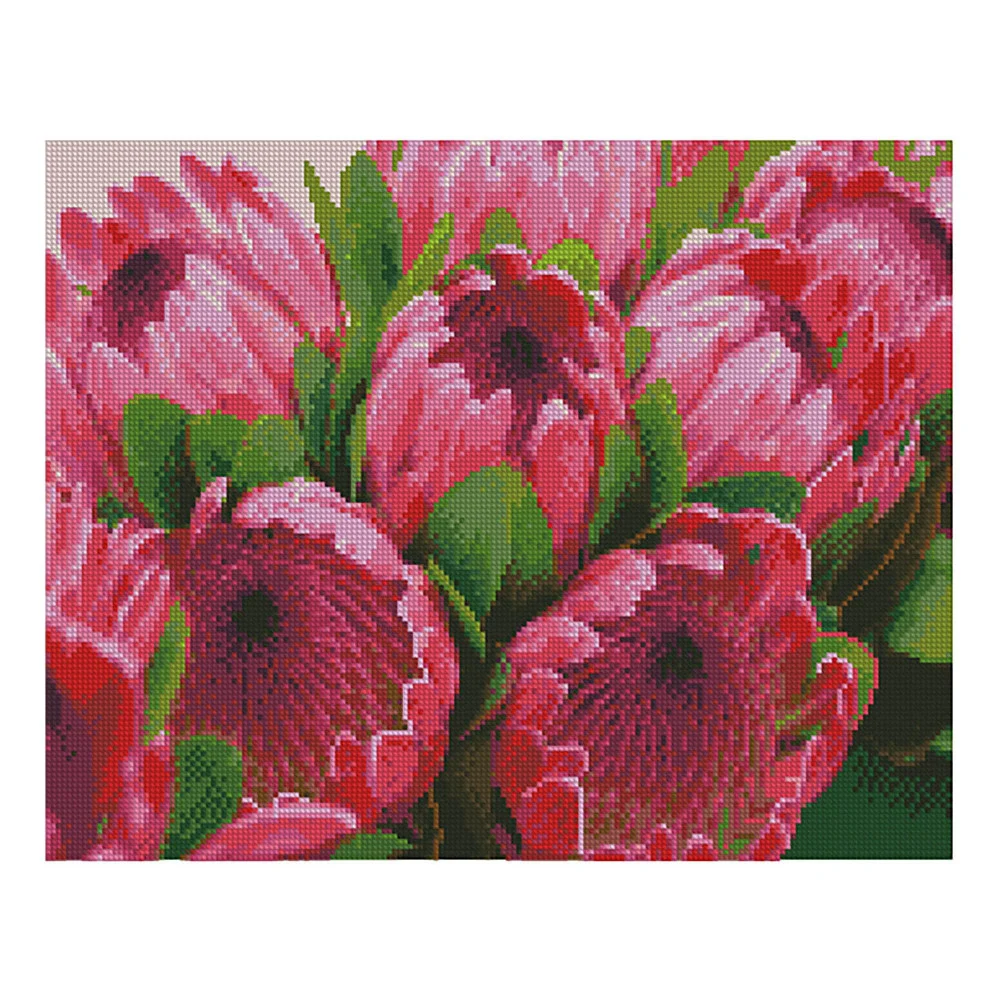 Алмазная мозаика Strateg Цветы Ярко розовые протеи 40х50 см холст на подрамнике (FA40114-mt)