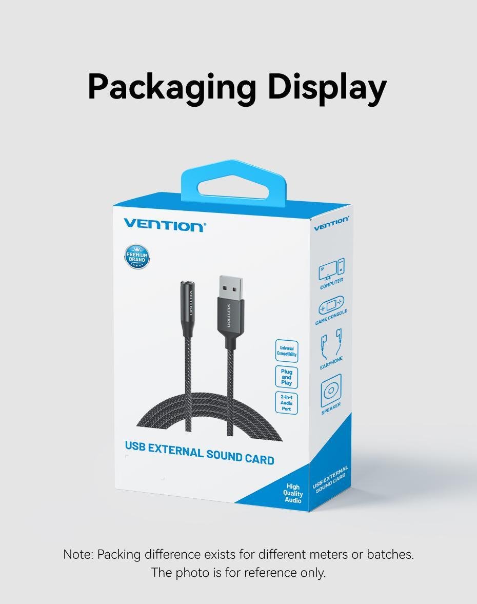 Зовнішня звукова карта Vention USB 1 м звук 96кГц/24біт OMTP/CTIA шумозаглушення DSP алюмінієвий Чорний (CVEBF) - фото 14