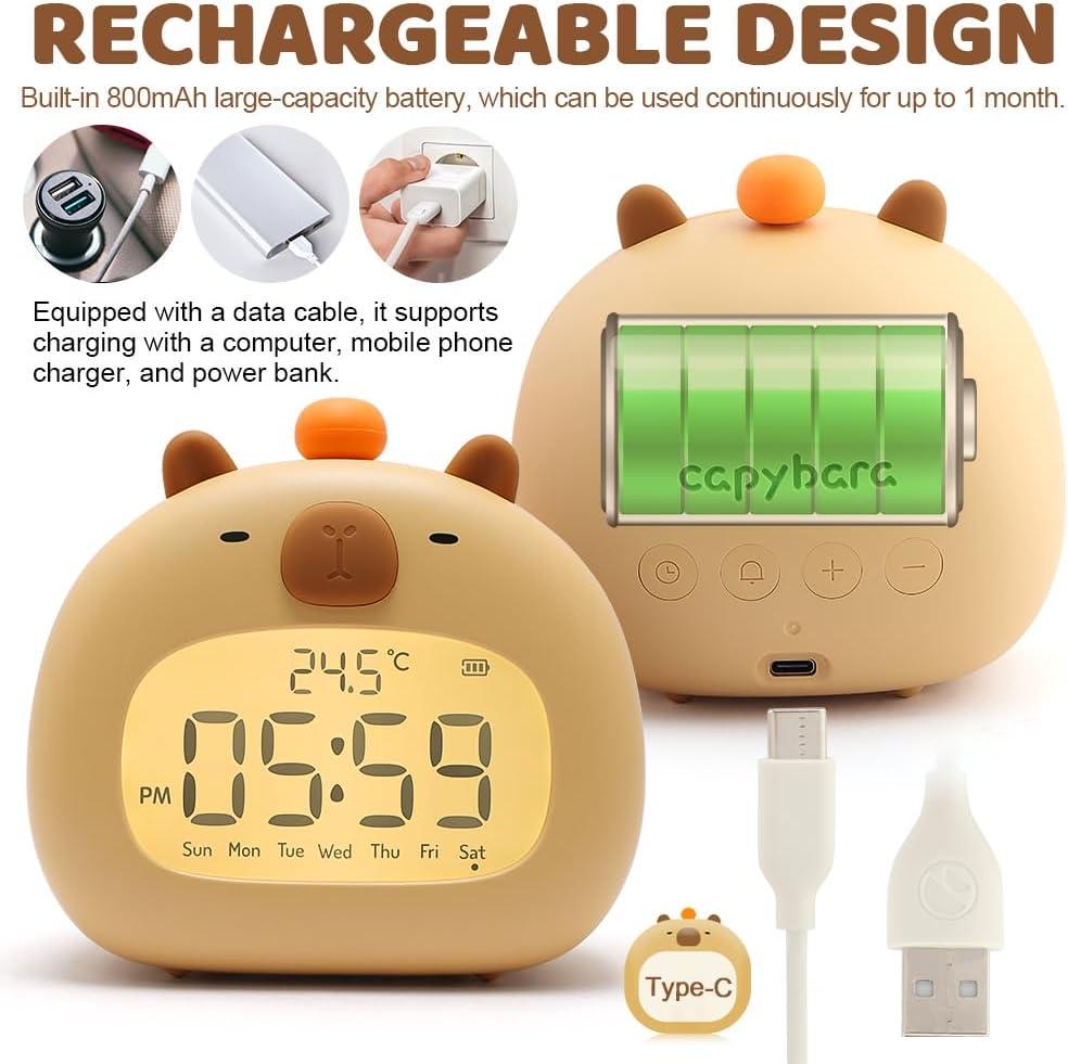 Часы настольные с будильником Капибара аккумуляторные с подсветкой (2462849726) - фото 5 Часы настольные с будильником Капибара аккумуляторные с подсветкой (2462849726) - фото 5