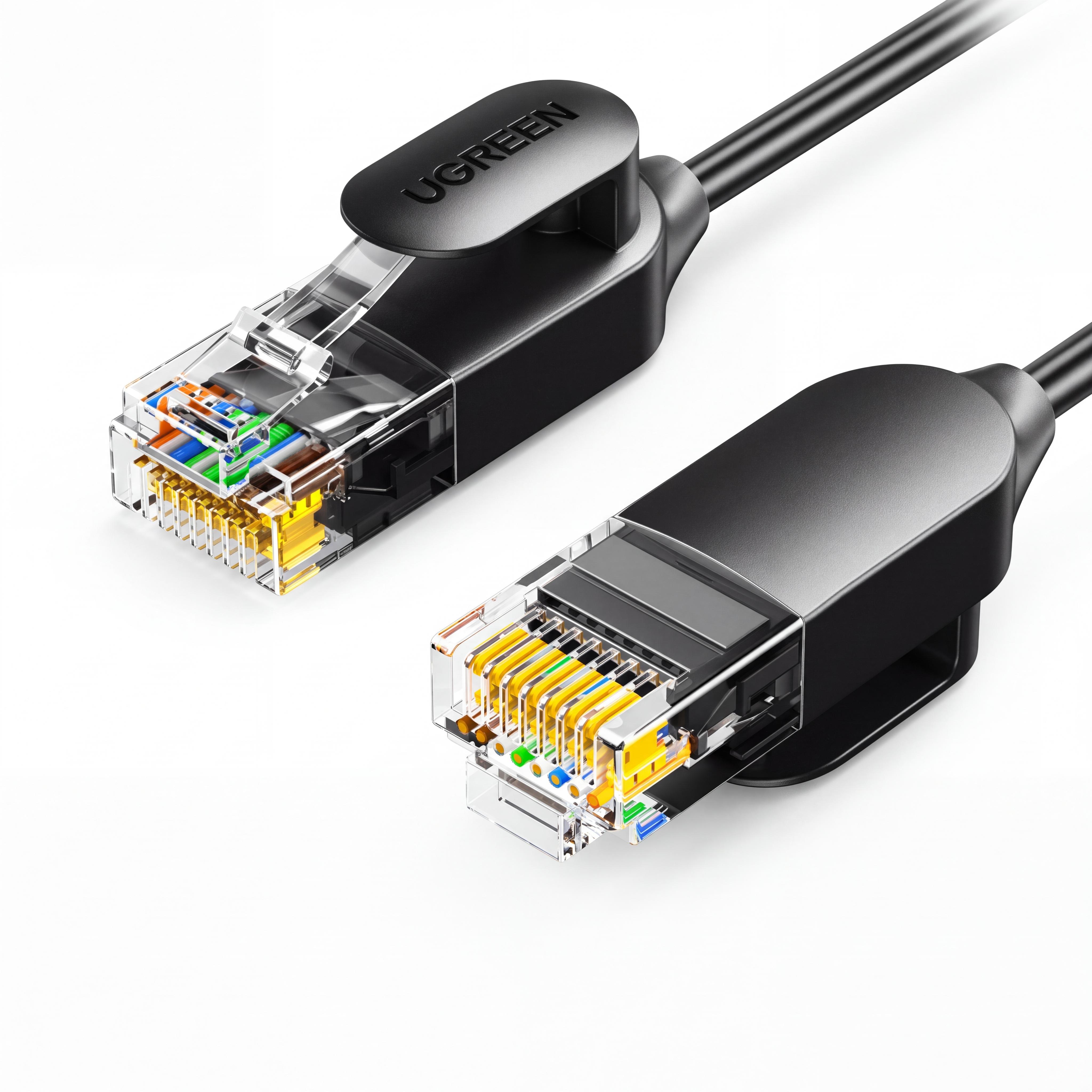 Патч-корд RJ45 UGREEN NW122 1,5 м Cat 6A до 10 Гбіт/с U/UTP діаметр 2,8 мм жили з чистої міді Чорний (70333)
