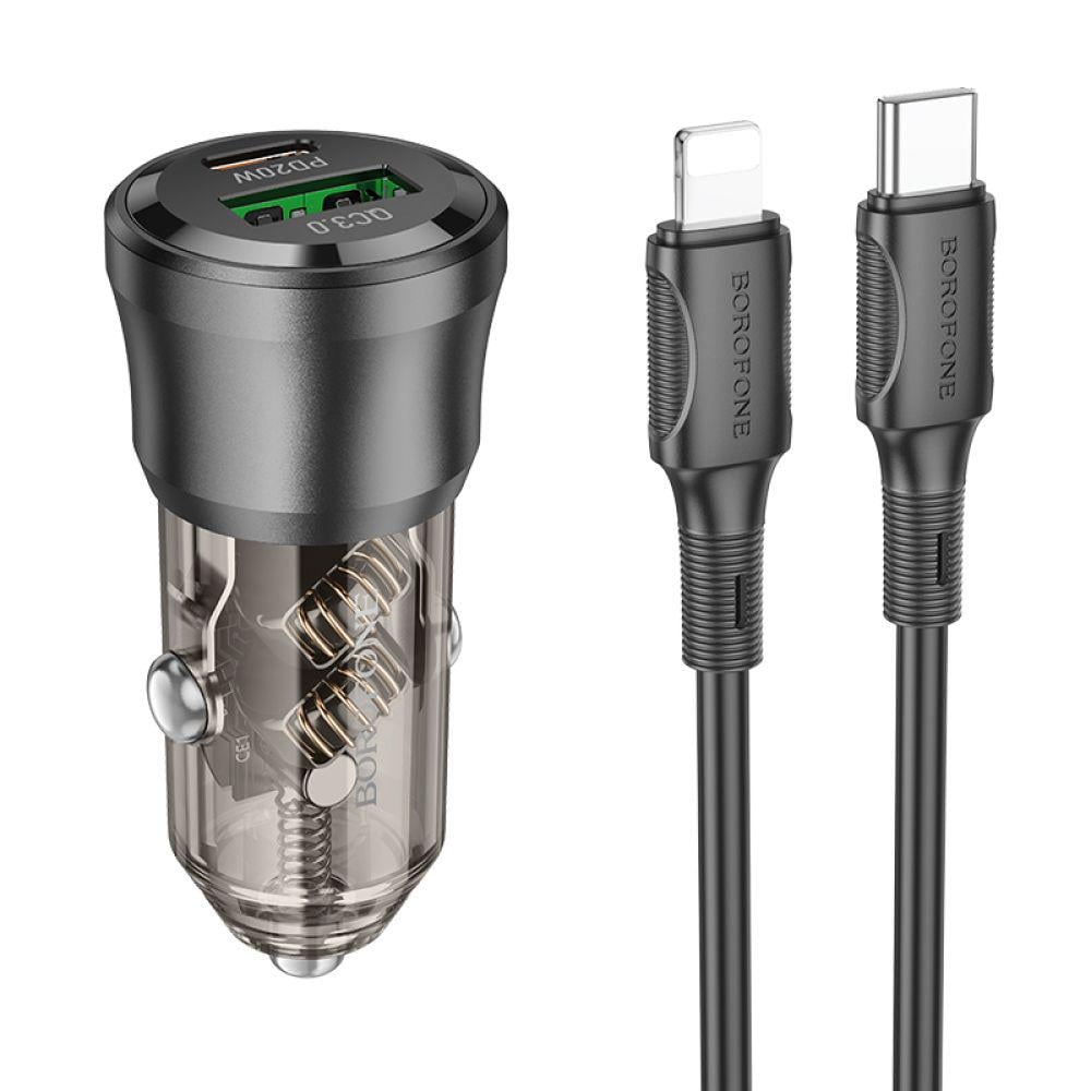 Зарядний пристрій автомобільний Borofone BZ25 1USB/1USB-C QC/PD38W+Type-C to Lightning (27734940)