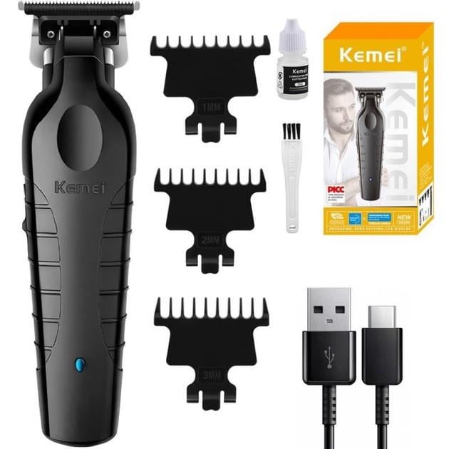 Машинка для стрижки волос и бороды профессиональная Kemei KM-2299 5 Вт 1200 мАч USB беспроводная Черный (2677065552)