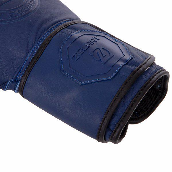 Перчатки боксерские Zelart VL-3074 кожаные 12 oz Синий (37363123) - фото 3