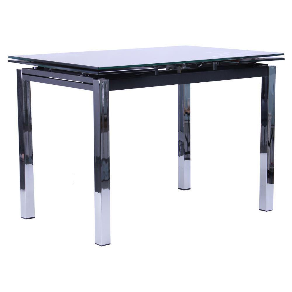 Обідній стіл AMF Глорія 770х1100+600х740 розкладний Хром/Чорний