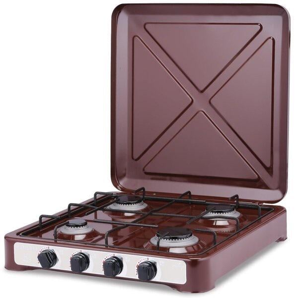 Газова плита настільна Harlem 4 конфорки з кришкою Коричневий