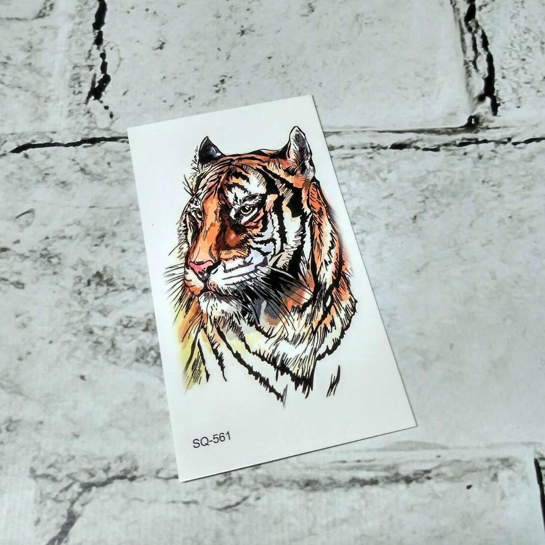 Тату временное Тигр лист 6x10.5 см (SQ-561)