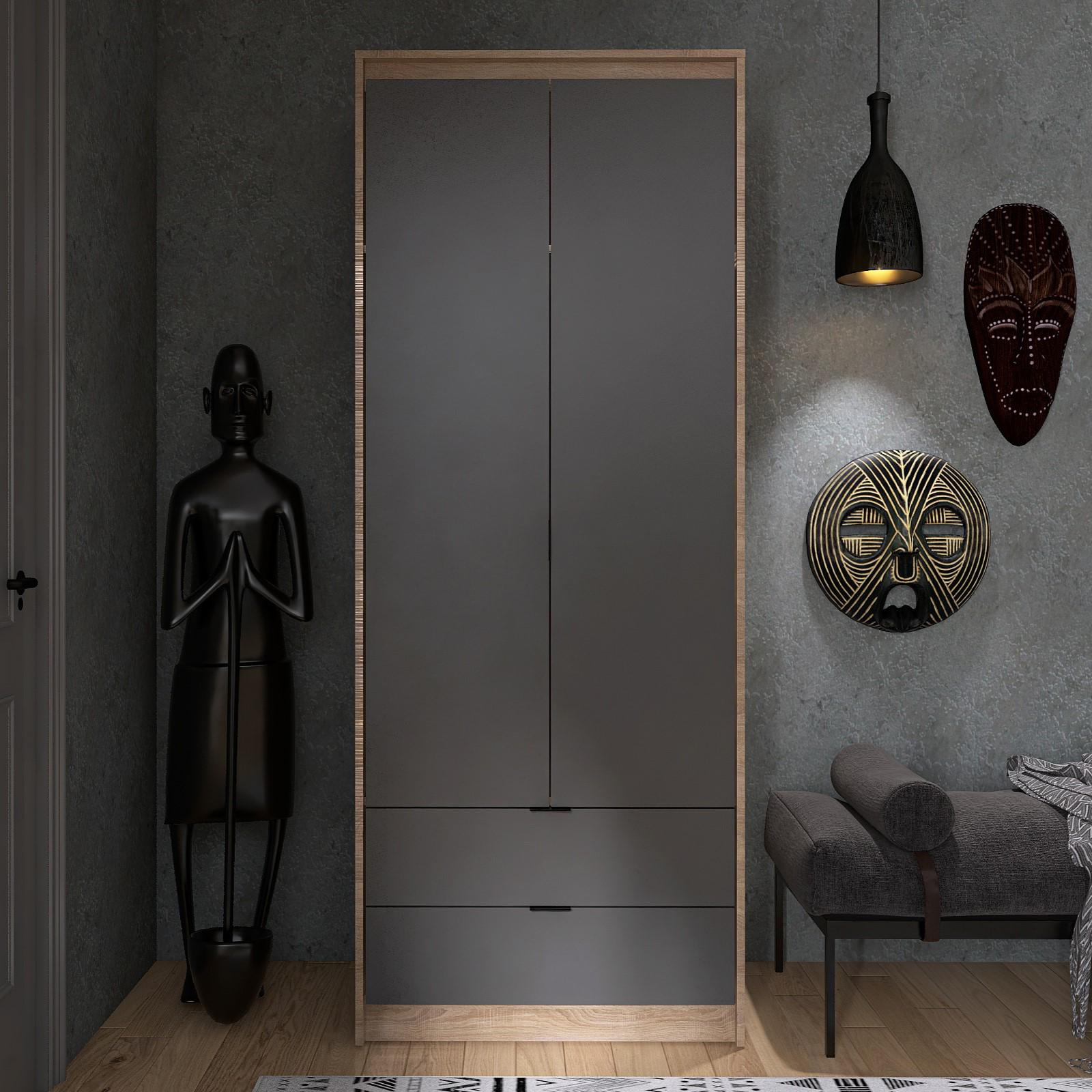 Шкаф Everest Сити 800 802х500х2046 мм Сонома/Графит (11430) - фото 2 Шкаф Everest Сити 800 802х500х2046 мм Сонома/Графит (11430) - фото 2