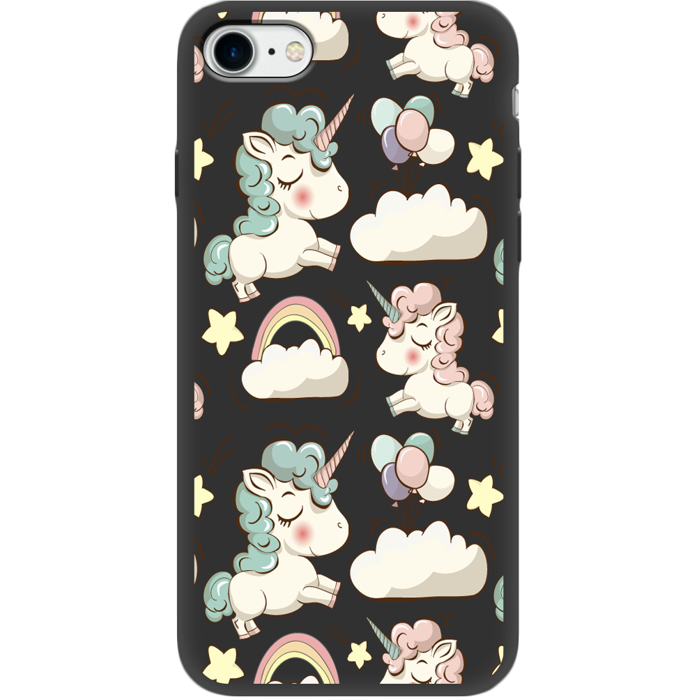 Чохол BoxFace Apple iPhone 7/8 SE 2020 Unicorns Чорний силікон (26205-cc2-35387)